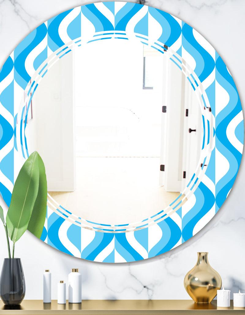 DesignQ Retro Pattern Abstract Design VI - Modern Round or Oval Wall Mirror - Triple C