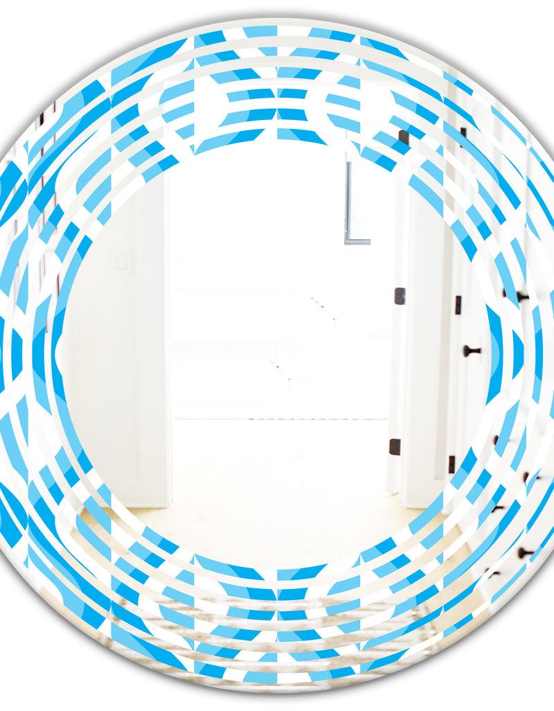 DesignQ Retro Pattern Abstract Design VI - Modern Round Or Oval Wall Mirror - Wave