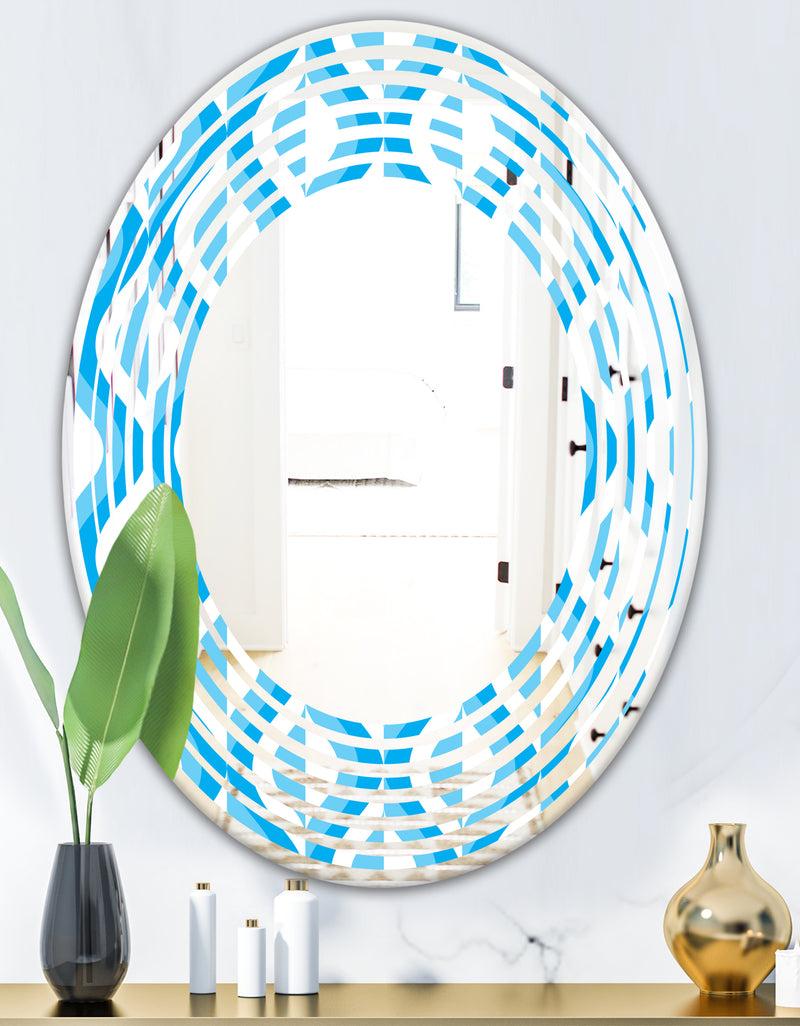 DesignQ Retro Pattern Abstract Design VI - Modern Round Or Oval Wall Mirror - Wave