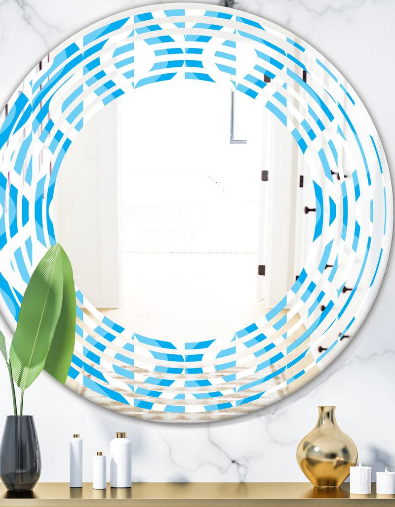 DesignQ Retro Pattern Abstract Design VI - Modern Round or Oval Wall Mirror - Wave