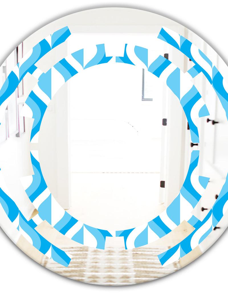 DesignQ Retro Pattern Abstract Design VI - Modern Round Or Oval Wall Mirror - Space