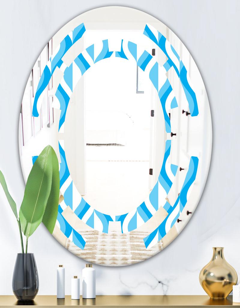 DesignQ Retro Pattern Abstract Design VI - Modern Round Or Oval Wall Mirror - Space