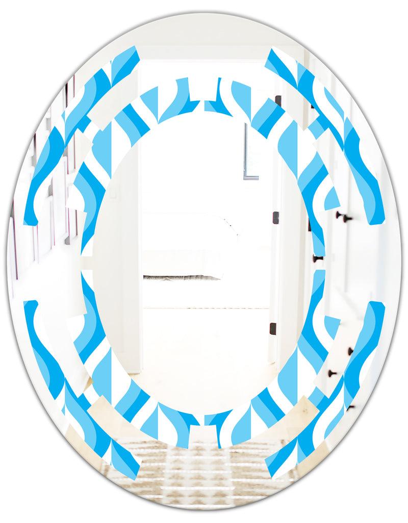 DesignQ Retro Pattern Abstract Design VI - Modern Round Or Oval Wall Mirror - Space