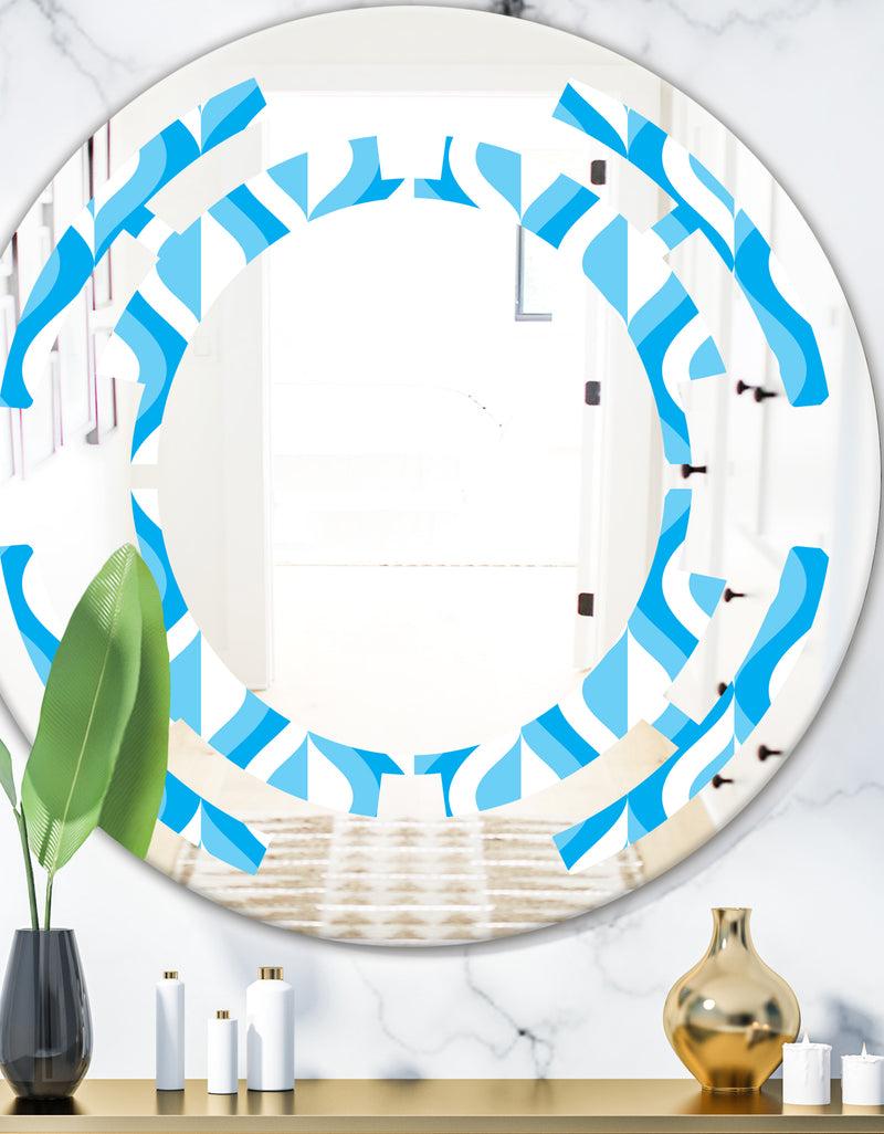 DesignQ Retro Pattern Abstract Design VI - Modern Round or Oval Wall Mirror - Space