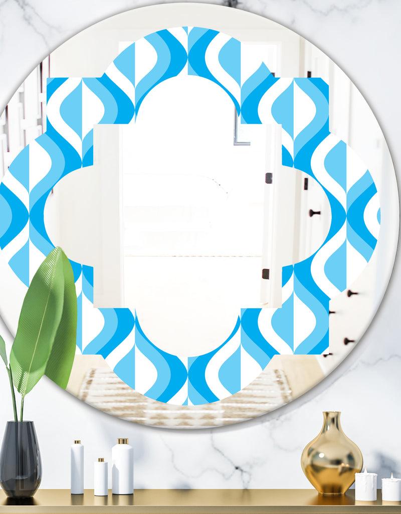 DesignQ Retro Pattern Abstract Design VI - Modern Round or Oval Wall Mirror - Quatrefoil