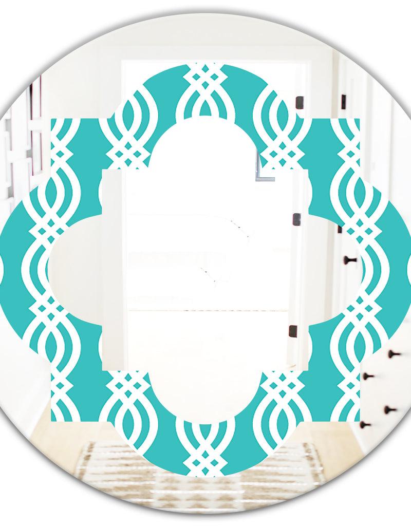 DesignQ Retro Pattern Abstract Design VII - Modern Round Or Oval Wall Mirror - Quatrefoil