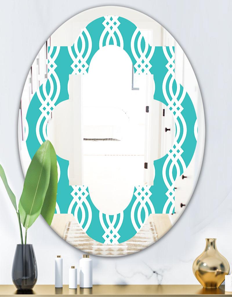 DesignQ Retro Pattern Abstract Design VII - Modern Round Or Oval Wall Mirror - Quatrefoil