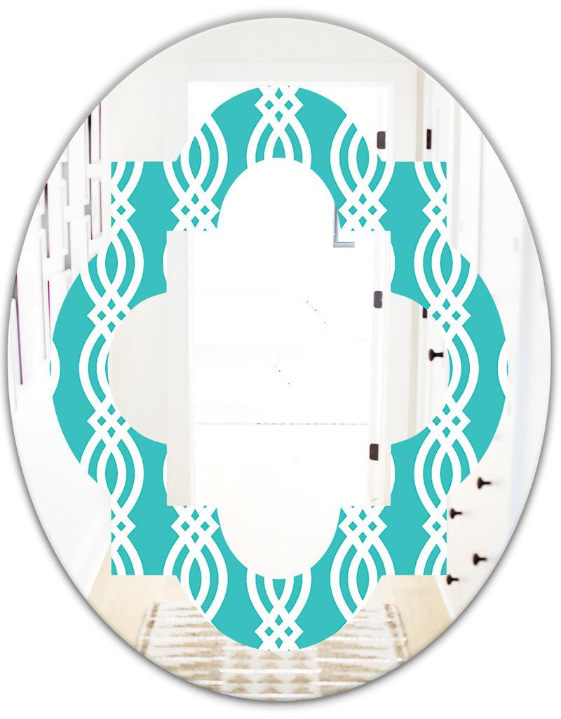 DesignQ Retro Pattern Abstract Design VII - Modern Round Or Oval Wall Mirror - Quatrefoil
