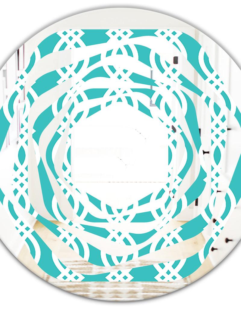 DesignQ Retro Pattern Abstract Design VII - Modern Round Or Oval Wall Mirror - Whirl