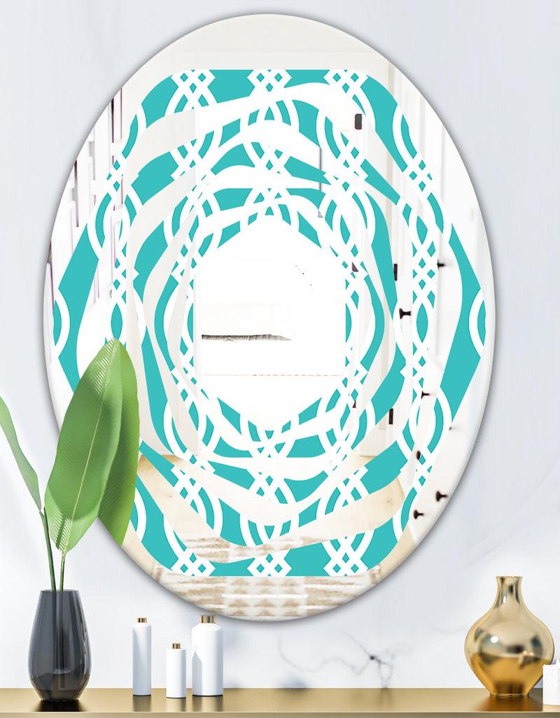 DesignQ Retro Pattern Abstract Design VII - Modern Round Or Oval Wall Mirror - Whirl