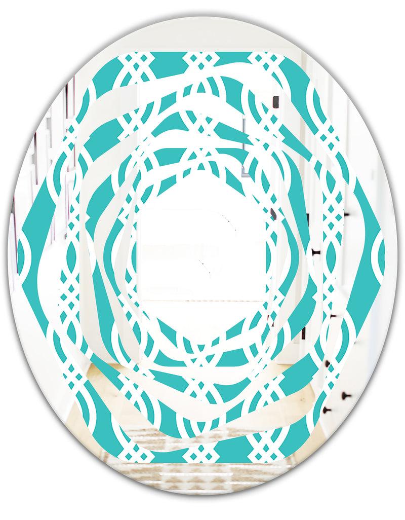 DesignQ Retro Pattern Abstract Design VII - Modern Round Or Oval Wall Mirror - Whirl