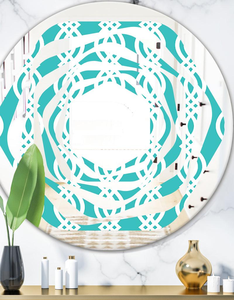 DesignQ Retro Pattern Abstract Design VII - Modern Round or Oval Wall Mirror - Whirl
