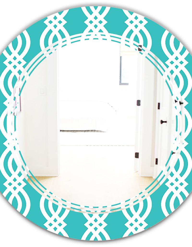 DesignQ Retro Pattern Abstract Design VII - Modern Round Or Oval Wall Mirror - Triple C