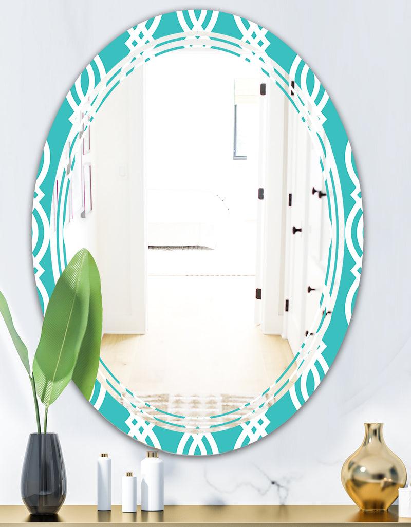 DesignQ Retro Pattern Abstract Design VII - Modern Round Or Oval Wall Mirror - Triple C