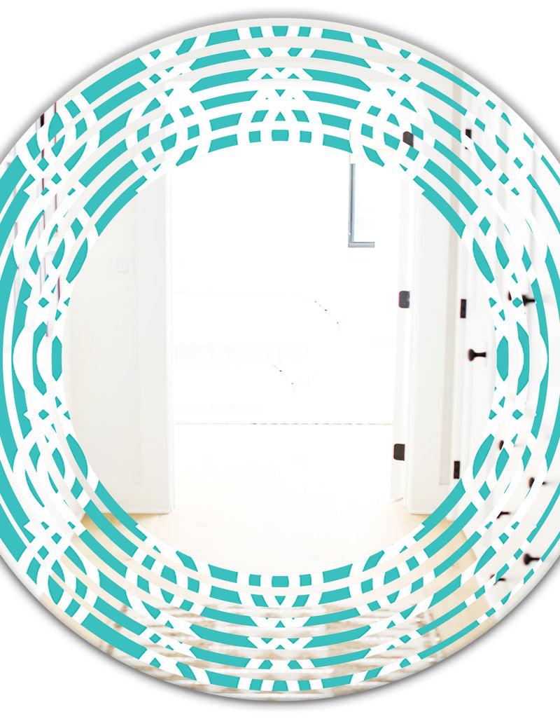 DesignQ Retro Pattern Abstract Design VII - Modern Round Or Oval Wall Mirror - Wave