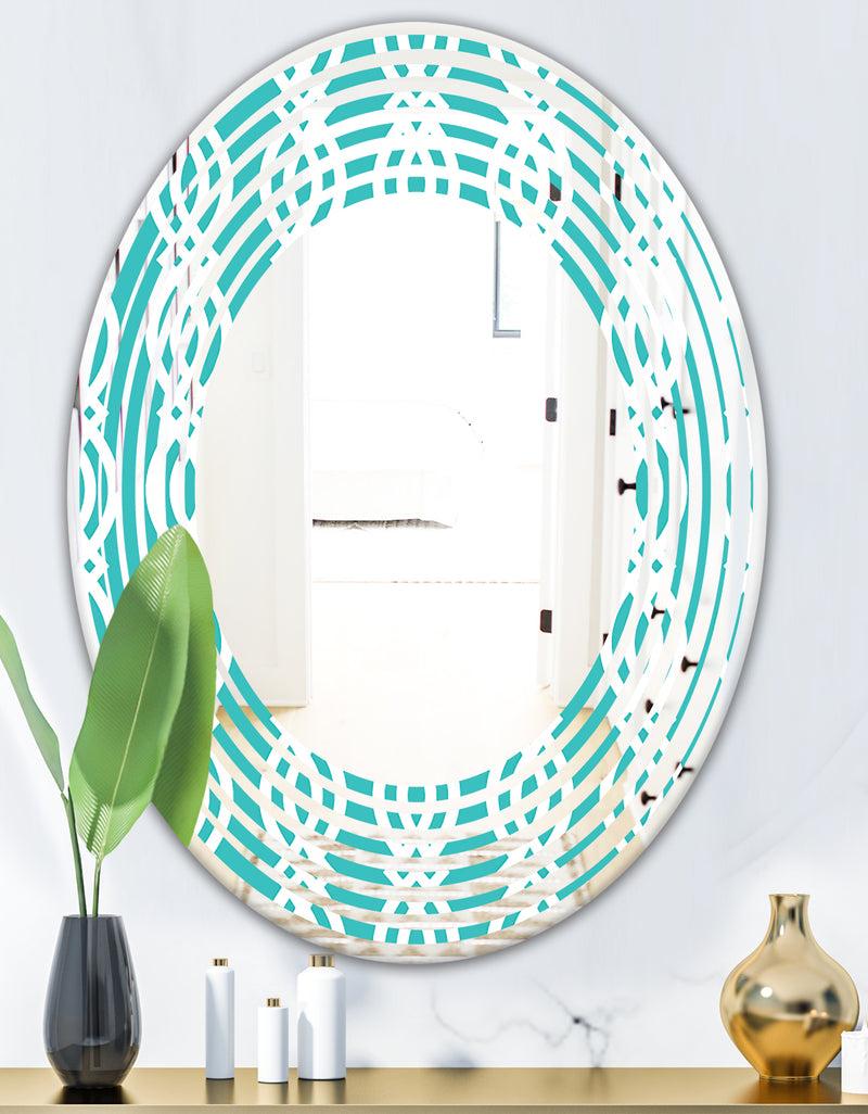 DesignQ Retro Pattern Abstract Design VII - Modern Round Or Oval Wall Mirror - Wave