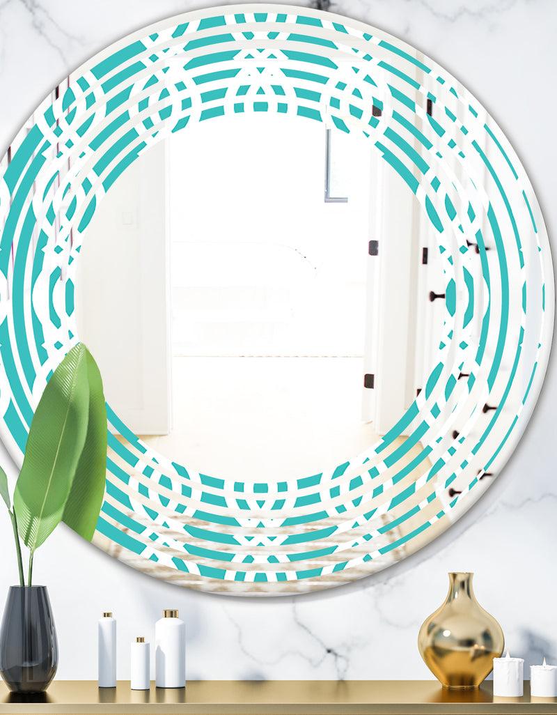 DesignQ Retro Pattern Abstract Design VII - Modern Round or Oval Wall Mirror - Wave