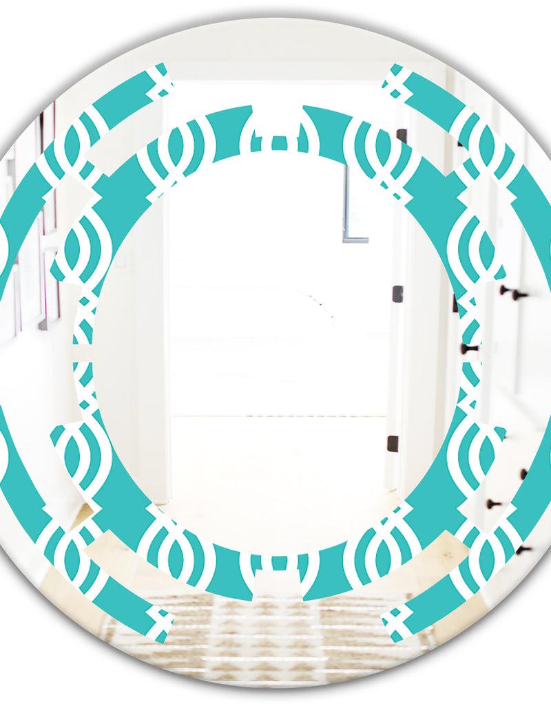 DesignQ Retro Pattern Abstract Design VII - Modern Round Or Oval Wall Mirror - Space