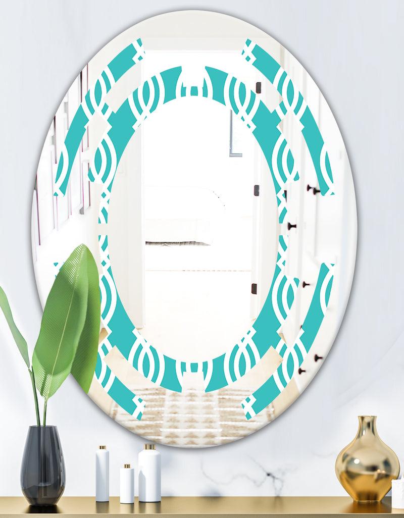 DesignQ Retro Pattern Abstract Design VII - Modern Round Or Oval Wall Mirror - Space