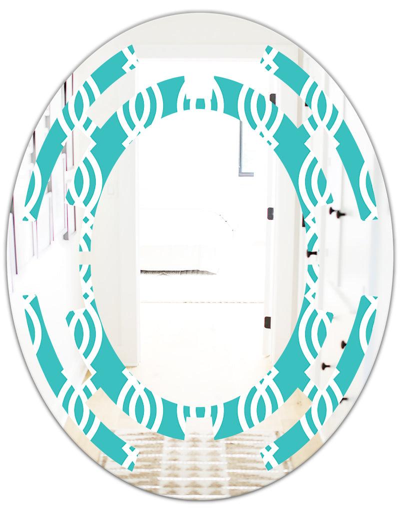 DesignQ Retro Pattern Abstract Design VII - Modern Round Or Oval Wall Mirror - Space