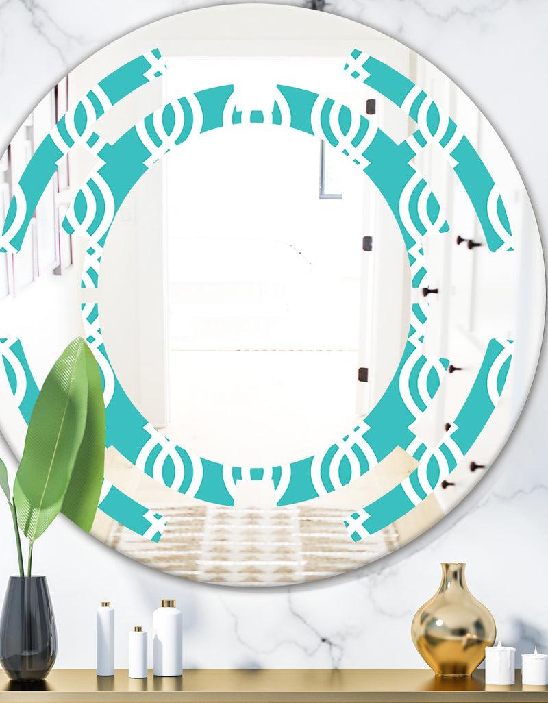 DesignQ Retro Pattern Abstract Design VII - Modern Round or Oval Wall Mirror - Space