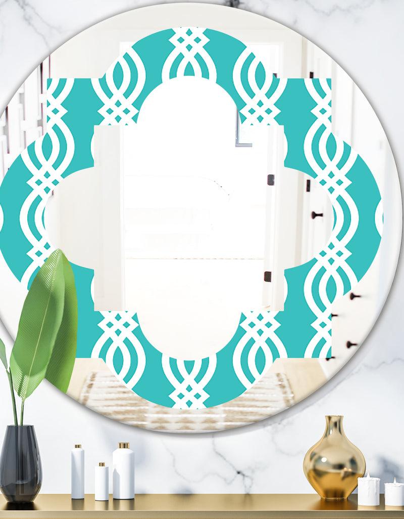DesignQ Retro Pattern Abstract Design VII - Modern Round or Oval Wall Mirror - Quatrefoil