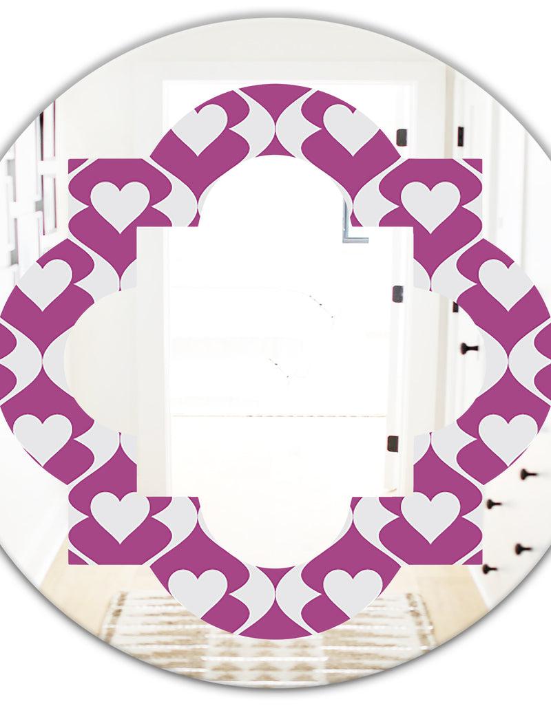 DesignQ Retro Pattern Abstract Design VIII - Modern Round Or Oval Wall Mirror - Quatrefoil