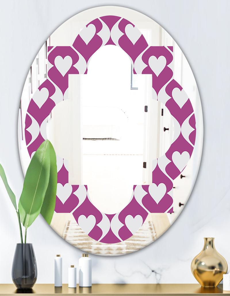 DesignQ Retro Pattern Abstract Design VIII - Modern Round Or Oval Wall Mirror - Quatrefoil