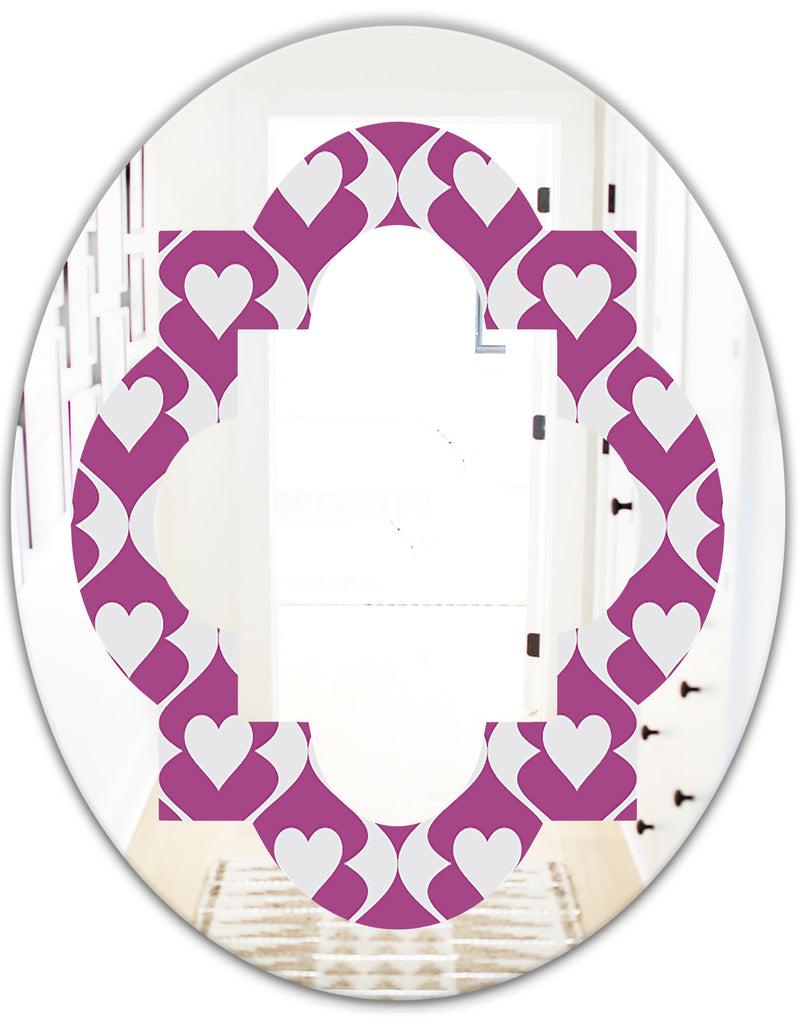 DesignQ Retro Pattern Abstract Design VIII - Modern Round Or Oval Wall Mirror - Quatrefoil