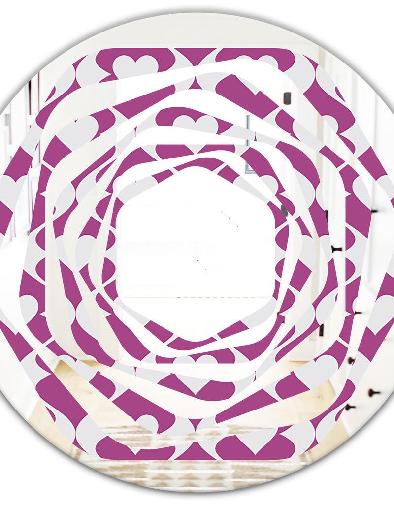 DesignQ Retro Pattern Abstract Design VIII - Modern Round Or Oval Wall Mirror - Whirl