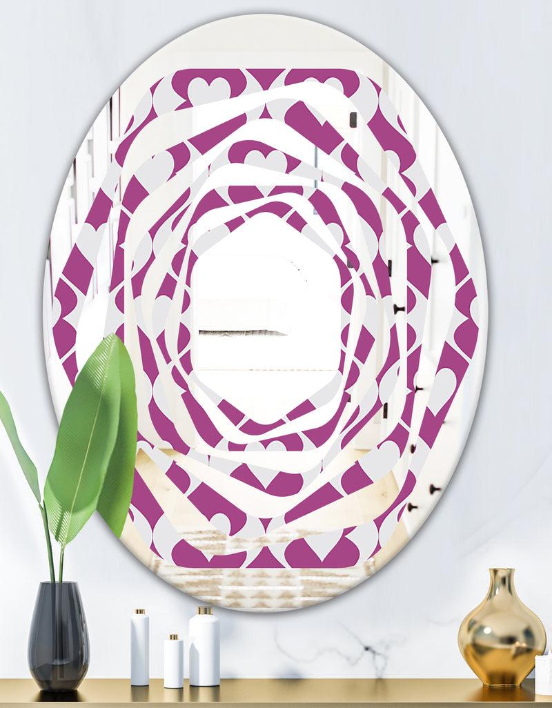 DesignQ Retro Pattern Abstract Design VIII - Modern Round Or Oval Wall Mirror - Whirl