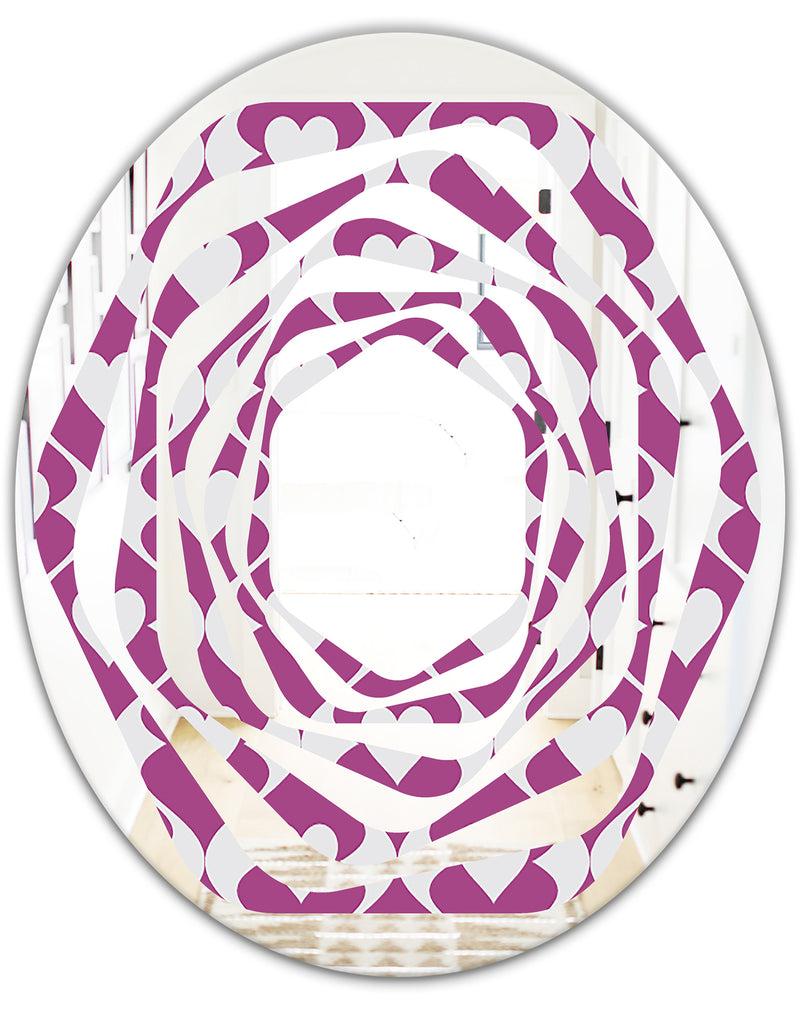 DesignQ Retro Pattern Abstract Design VIII - Modern Round Or Oval Wall Mirror - Whirl