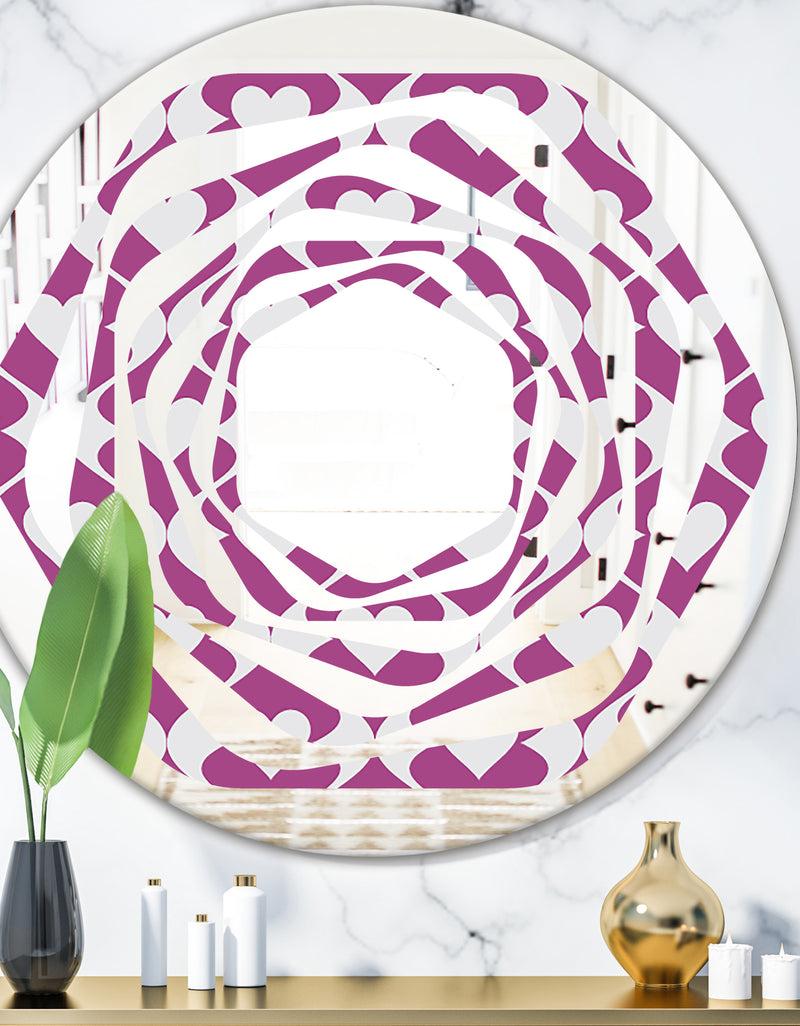 DesignQ Retro Pattern Abstract Design VIII - Modern Round or Oval Wall Mirror - Whirl