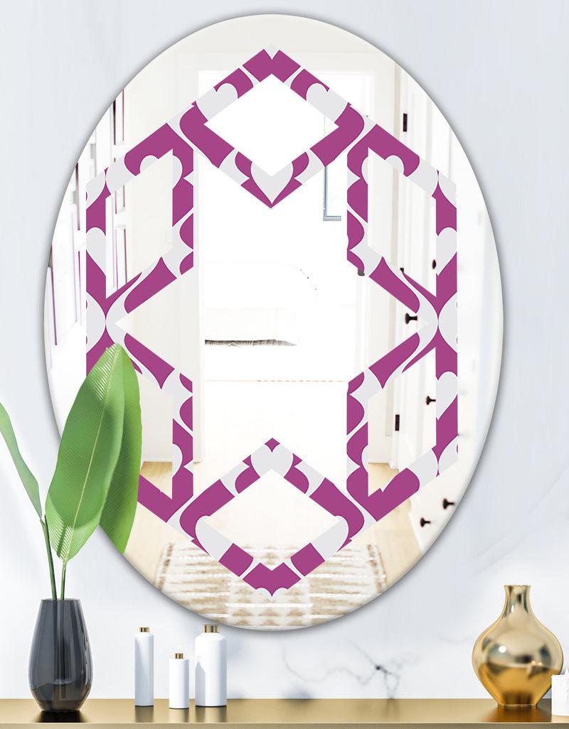DesignQ Retro Pattern Abstract Design VIII - Modern Round Or Oval Wall Mirror - Hexagon Star