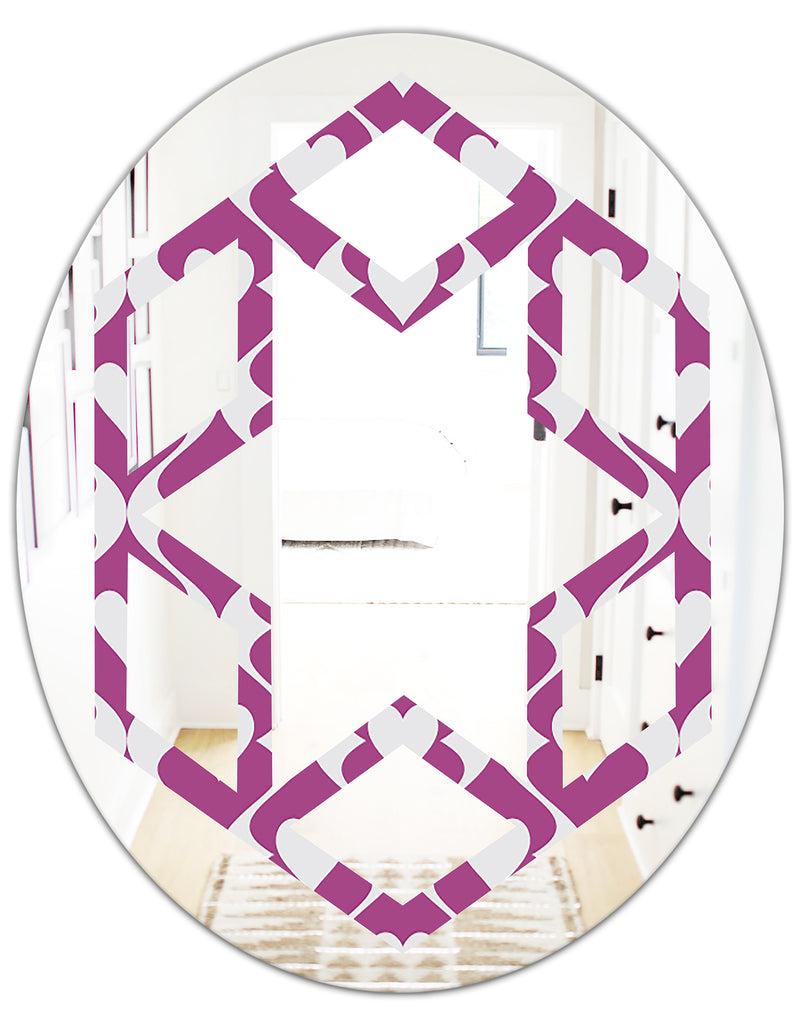 DesignQ Retro Pattern Abstract Design VIII - Modern Round Or Oval Wall Mirror - Hexagon Star
