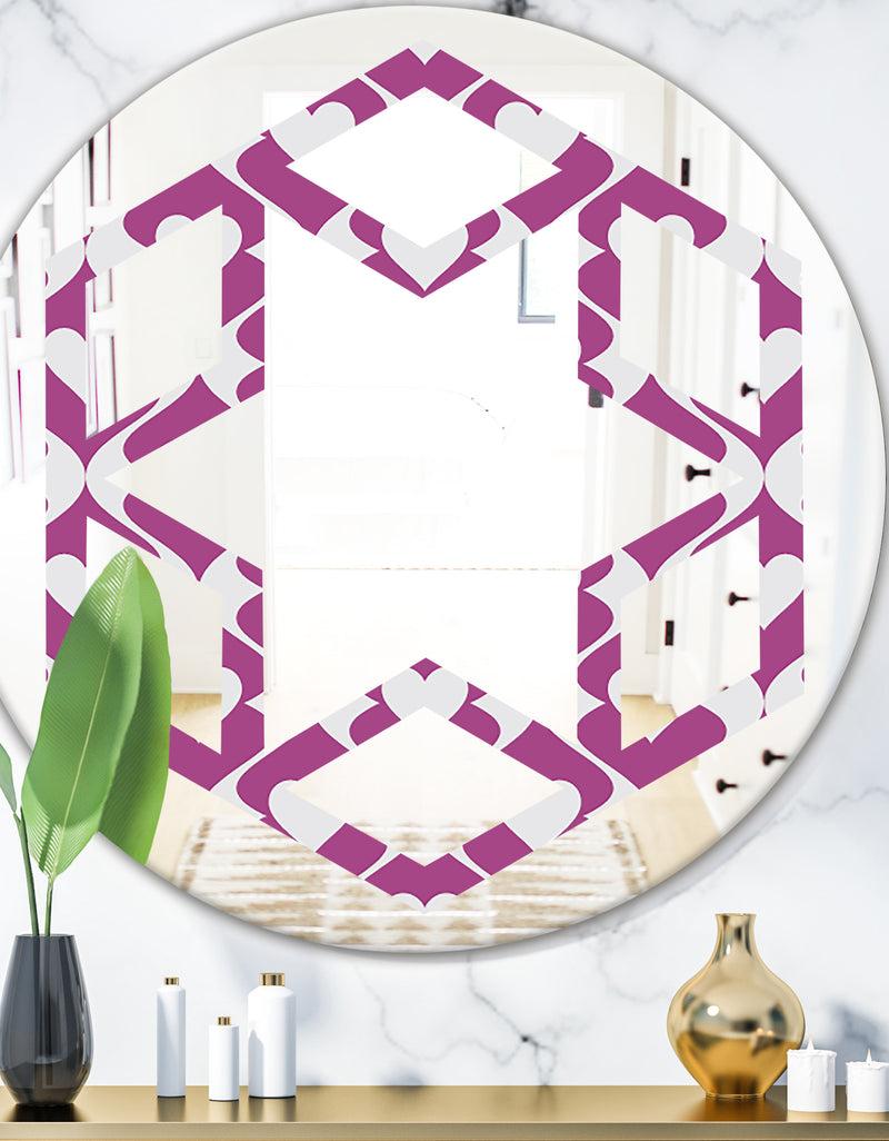 DesignQ Retro Pattern Abstract Design VIII - Modern Round or Oval Wall Mirror - Hexagon Star