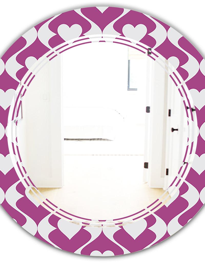 DesignQ Retro Pattern Abstract Design VIII - Modern Round Or Oval Wall Mirror - Triple C