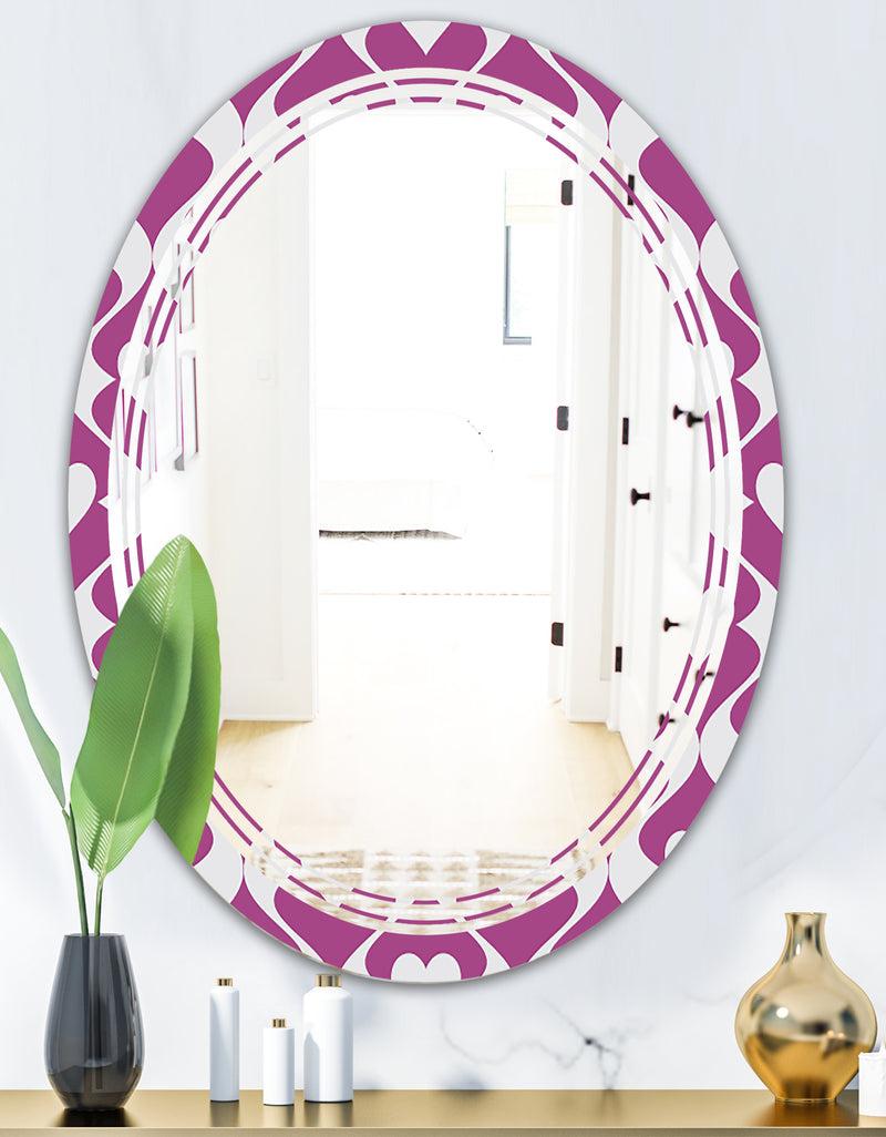 DesignQ Retro Pattern Abstract Design VIII - Modern Round Or Oval Wall Mirror - Triple C
