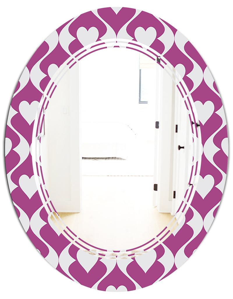 DesignQ Retro Pattern Abstract Design VIII - Modern Round Or Oval Wall Mirror - Triple C