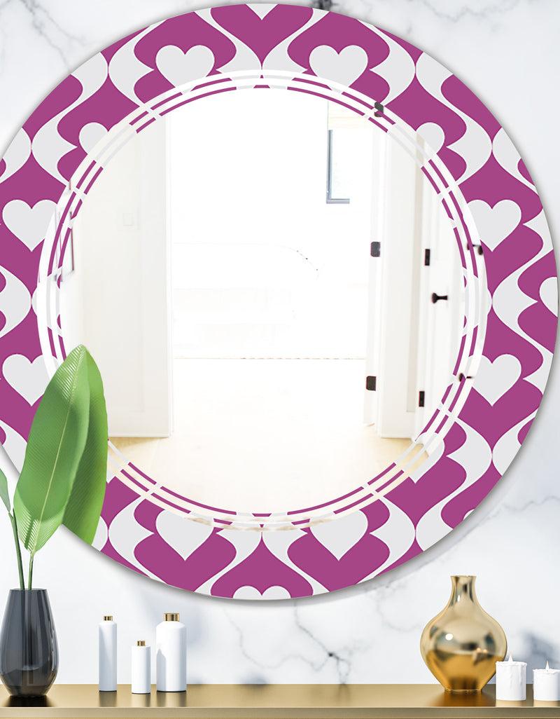 DesignQ Retro Pattern Abstract Design VIII - Modern Round or Oval Wall Mirror - Triple C