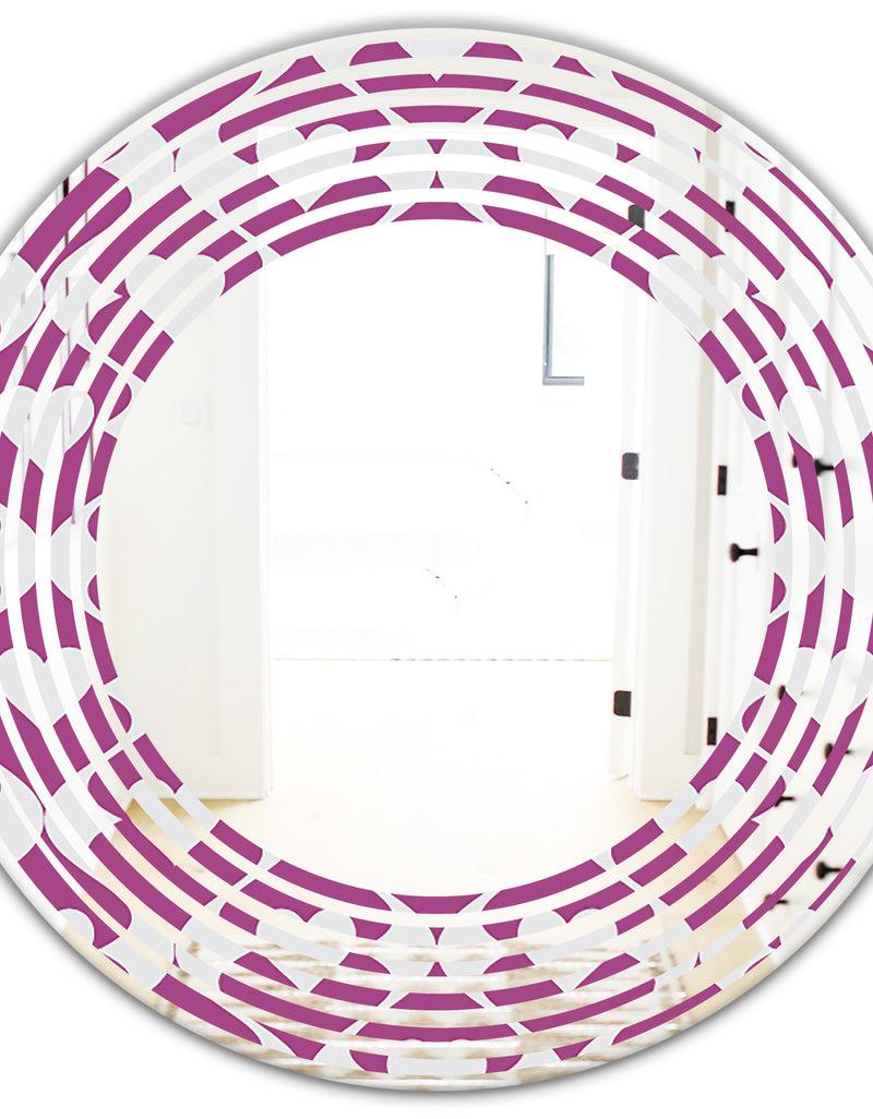 DesignQ Retro Pattern Abstract Design VIII - Modern Round Or Oval Wall Mirror - Wave