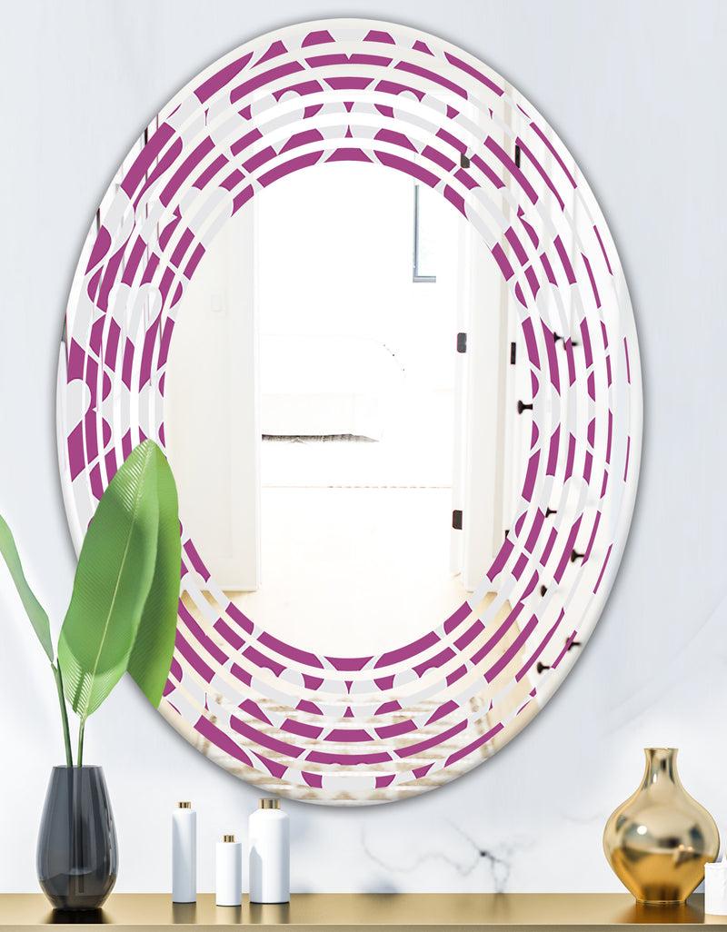 DesignQ Retro Pattern Abstract Design VIII - Modern Round Or Oval Wall Mirror - Wave