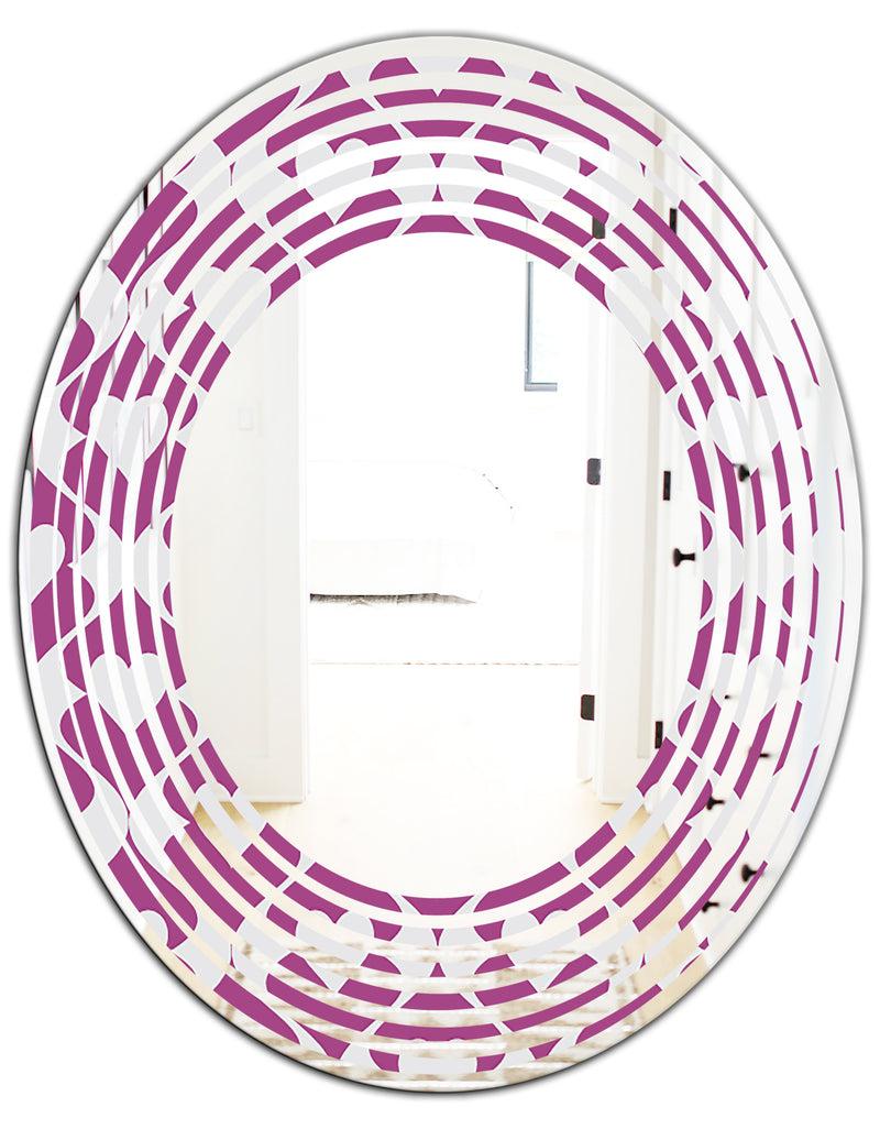 DesignQ Retro Pattern Abstract Design VIII - Modern Round Or Oval Wall Mirror - Wave