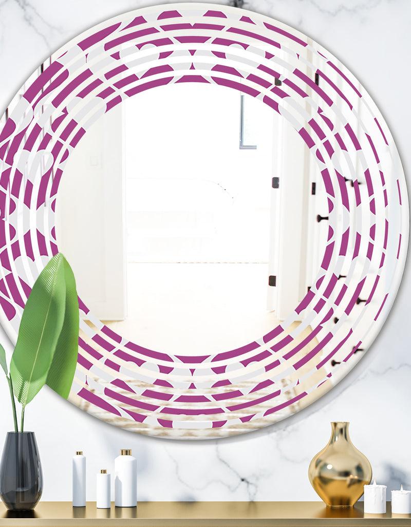 DesignQ Retro Pattern Abstract Design VIII - Modern Round or Oval Wall Mirror - Wave