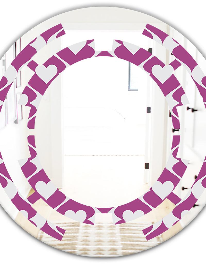 DesignQ Retro Pattern Abstract Design VIII - Modern Round Or Oval Wall Mirror - Space