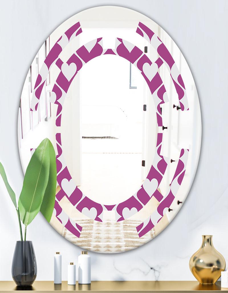 DesignQ Retro Pattern Abstract Design VIII - Modern Round Or Oval Wall Mirror - Space