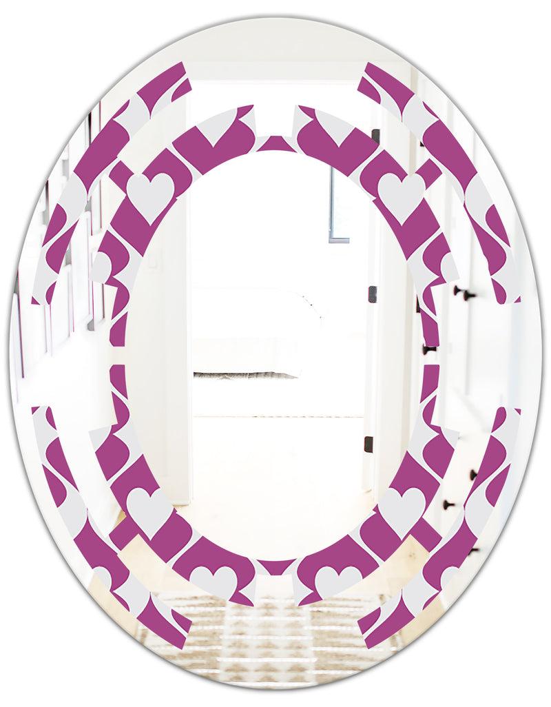 DesignQ Retro Pattern Abstract Design VIII - Modern Round Or Oval Wall Mirror - Space