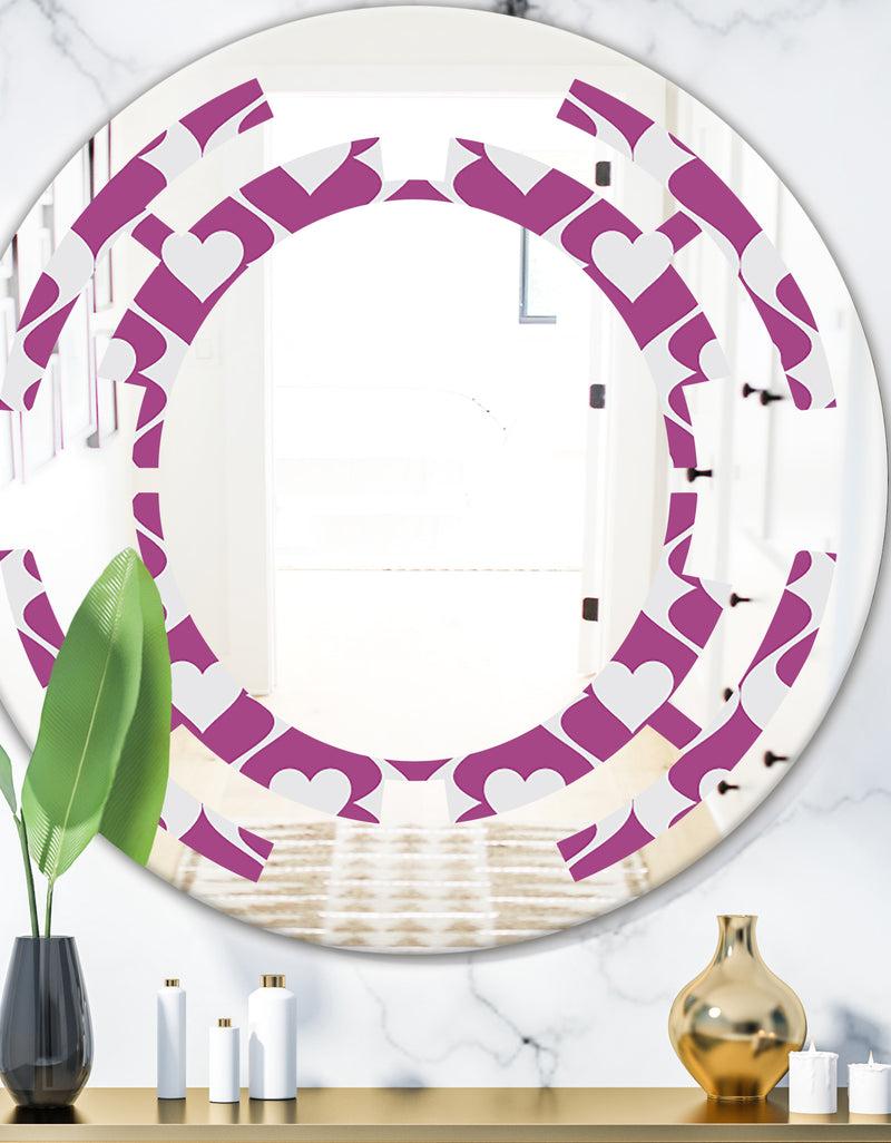 DesignQ Retro Pattern Abstract Design VIII - Modern Round or Oval Wall Mirror - Space