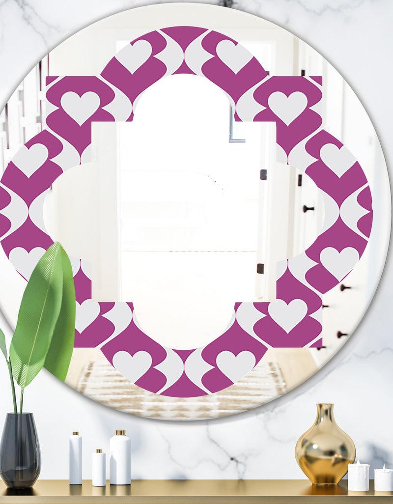DesignQ Retro Pattern Abstract Design VIII - Modern Round or Oval Wall Mirror - Quatrefoil