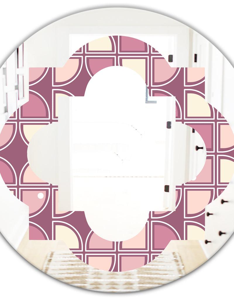 DesignQ Retro Purple Pink Desing - Modern Round Or Oval Wall Mirror - Quatrefoil